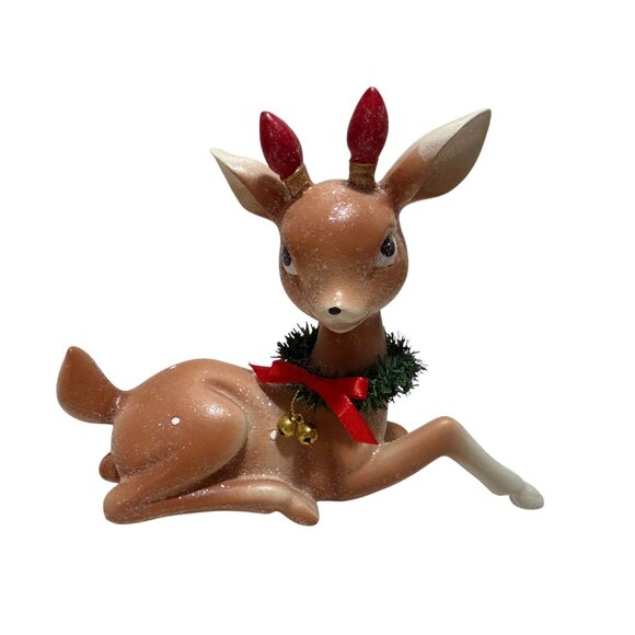 Ceramic Reindeer Figurine Set of 3 Christmas Holiday Decor Deer Figurine Retro - Picture 4 of 10